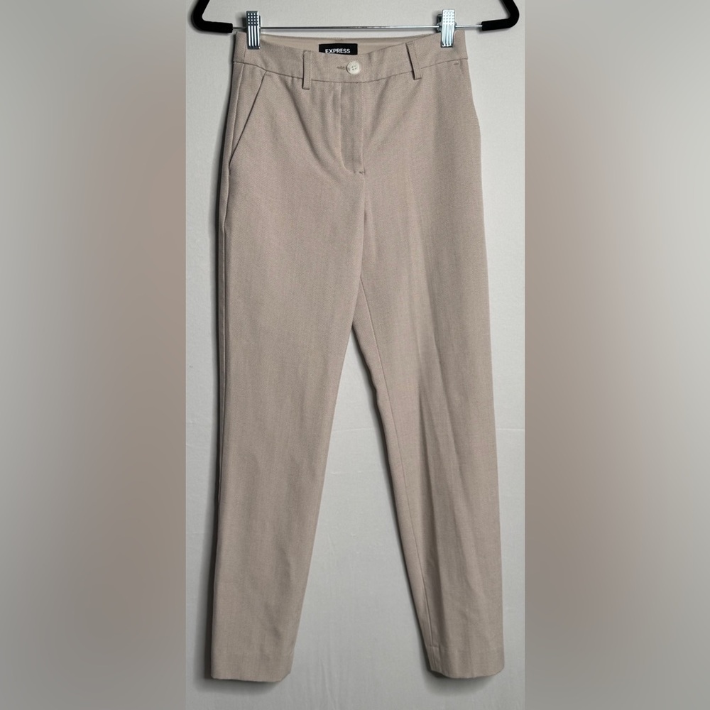 Express Stretch Columnist Ankle High Rise Light Beige Pants